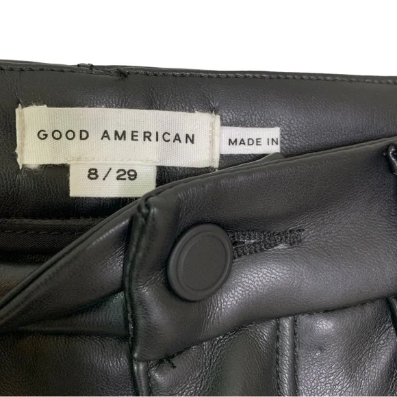 Good American Better Than Leather Faux Leather Good Icon Pants Black Size 8 NWT - Picture 9 of 12